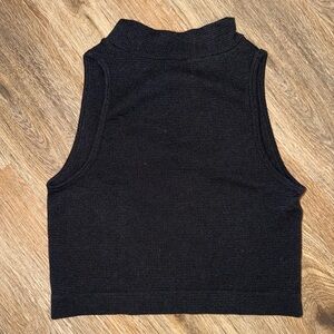 Black Sleeveless Knit Crop Top